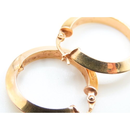 132 - Pair of 9 Carat Yellow Gold Hoop Earrings 2.5cm Diameter