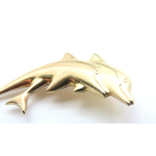 142 - 9 Carat Yellow Gold Dolphin Motif Brooch 4cm Wide