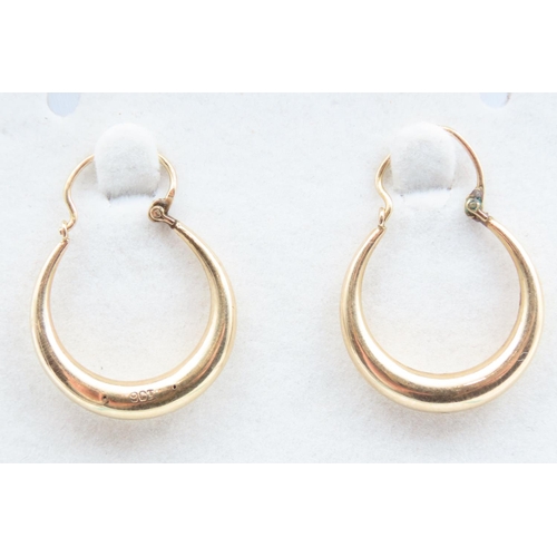 145 - Pair of 9 Carat Yellow Gold Drop Hoop Earrings Each 2.5cm High