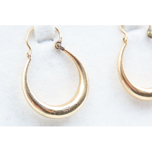 145 - Pair of 9 Carat Yellow Gold Drop Hoop Earrings Each 2.5cm High