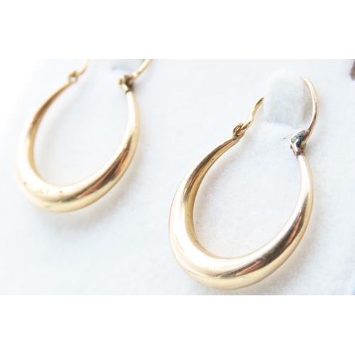 145 - Pair of 9 Carat Yellow Gold Drop Hoop Earrings Each 2.5cm High