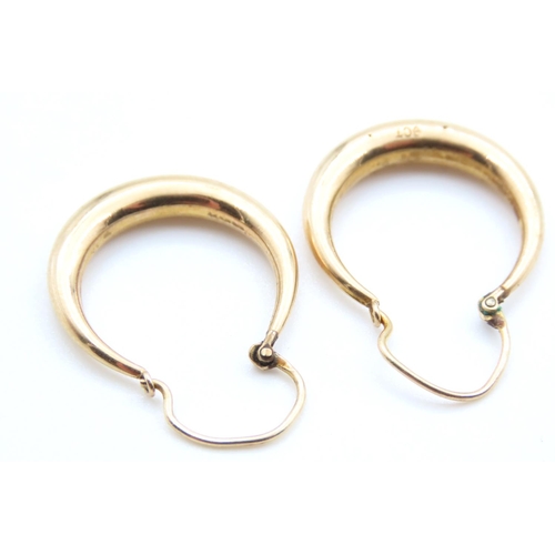 145 - Pair of 9 Carat Yellow Gold Drop Hoop Earrings Each 2.5cm High