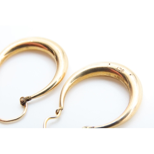 145 - Pair of 9 Carat Yellow Gold Drop Hoop Earrings Each 2.5cm High