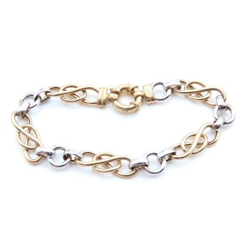 165 - 9 Carat Yellow and White Gold Fancy Link Bracelet 17cm Long