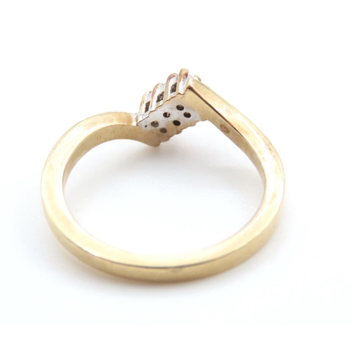 169 - Six Stone Diamond Set Ladies Ring Mounted in 9 Carat Yellow Gold Ring Size M and a Half