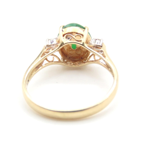 191 - Jade and Diamond Ring Mounted on 14 Carat Yellow Gold Size M and a Half