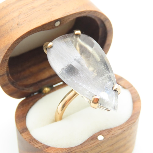 194 - 9 Carat Yellow Gold Modernist Form Four Claw Set Quartz Mounted Statement Ring