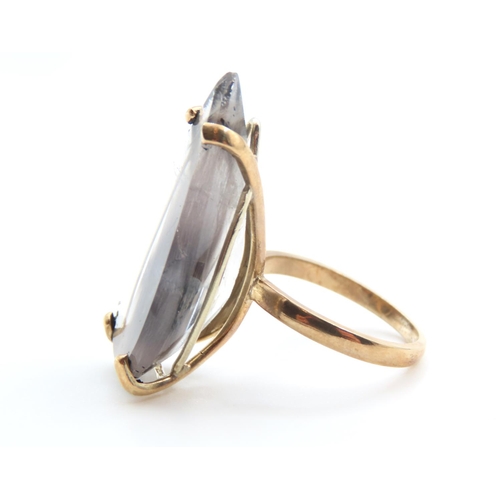 194 - 9 Carat Yellow Gold Modernist Form Four Claw Set Quartz Mounted Statement Ring