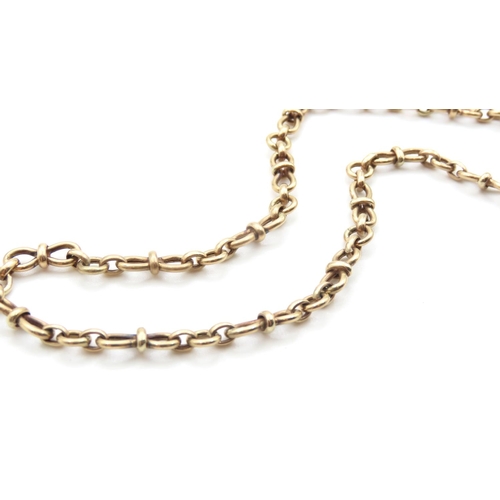 200 - 9 Carat Yellow Gold Mixed Link Necklace 44cm Long with Barrell Ring Clasp