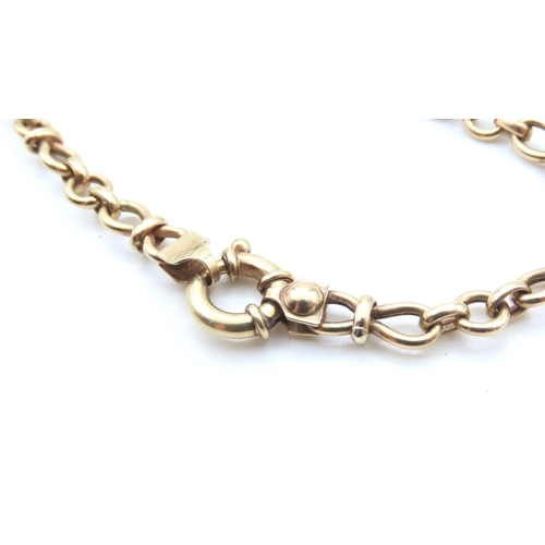 200 - 9 Carat Yellow Gold Mixed Link Necklace 44cm Long with Barrell Ring Clasp