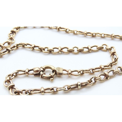200 - 9 Carat Yellow Gold Mixed Link Necklace 44cm Long with Barrell Ring Clasp