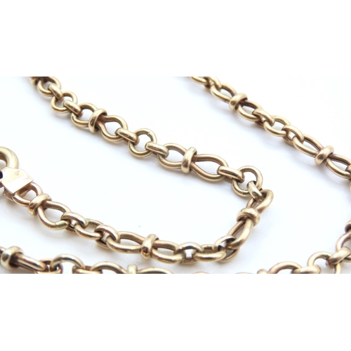200 - 9 Carat Yellow Gold Mixed Link Necklace 44cm Long with Barrell Ring Clasp