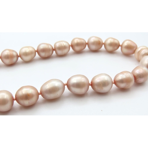 211 - Pearl Necklace 14 Carat Yellow Gold Clasp Single Strand 44cm Long