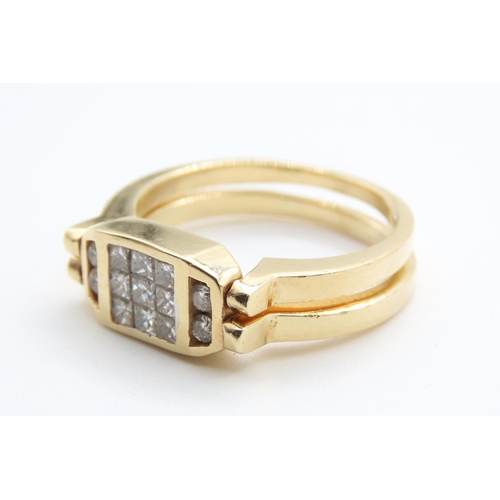 219 - Diamond and Blue Diamond Metamorphic Reversable Ring Mounted on a 18 Carat Yellow Gold Band Size Q a... 