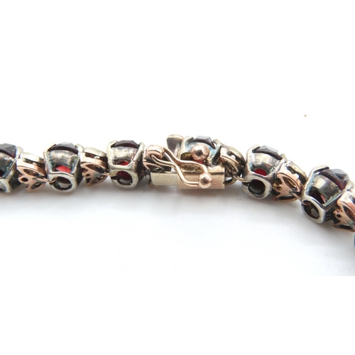 224 - Ruby Garnet Diamond Set Ladies Bracelet Mounted on 9 Carat Rose Gold 19cm Long