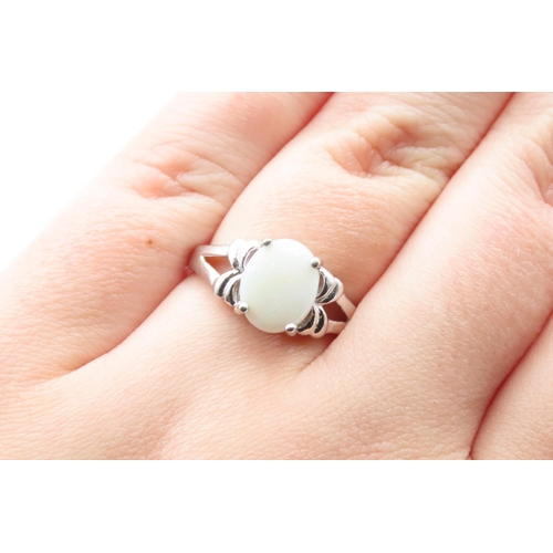 230 - Opal Set Ring Mounted on 9 Carat White Gold Band Size N and a Half