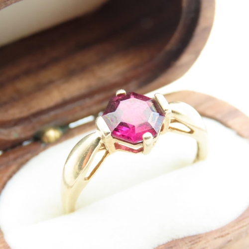 231 - Rubellite Tourmaline Solitaire Ring Mounted on 9 Carat Yellow Gold Band Size P