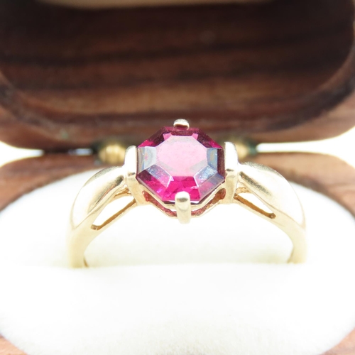 231 - Rubellite Tourmaline Solitaire Ring Mounted on 9 Carat Yellow Gold Band Size P