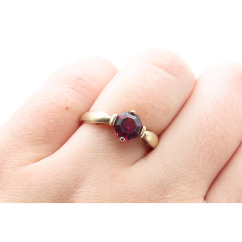 231 - Rubellite Tourmaline Solitaire Ring Mounted on 9 Carat Yellow Gold Band Size P