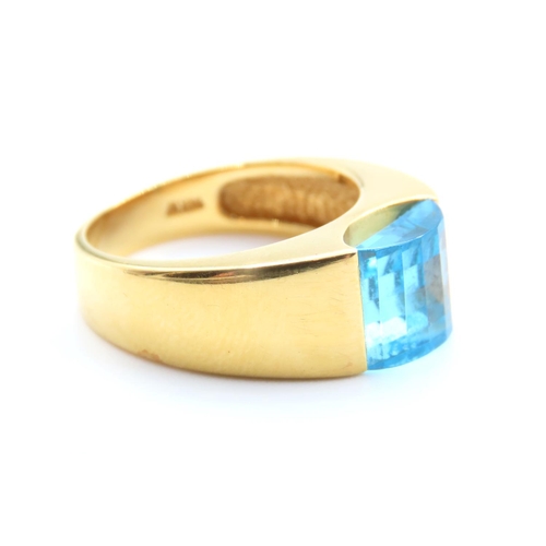 233 - Blue Topaz Statement Ring Mounted in 14 Carat Yellow Gold Ring Size N