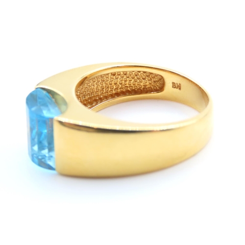 233 - Blue Topaz Statement Ring Mounted in 14 Carat Yellow Gold Ring Size N