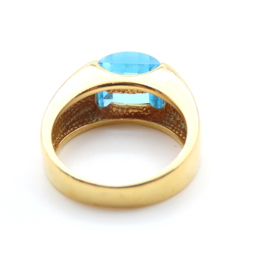 233 - Blue Topaz Statement Ring Mounted in 14 Carat Yellow Gold Ring Size N