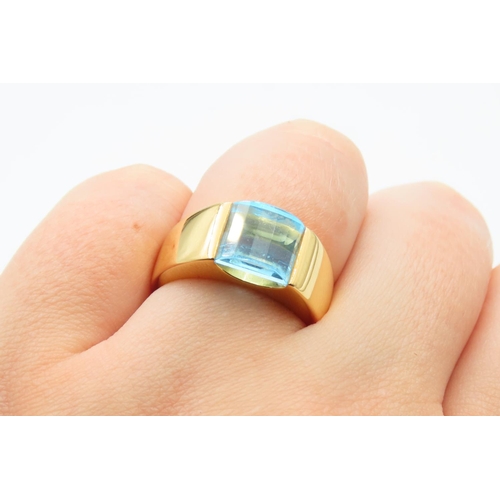 233 - Blue Topaz Statement Ring Mounted in 14 Carat Yellow Gold Ring Size N