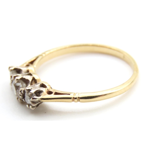 236 - Diamond Set Three Stone Ring Mounted on 9 Carat Yellow Gold Band Size M