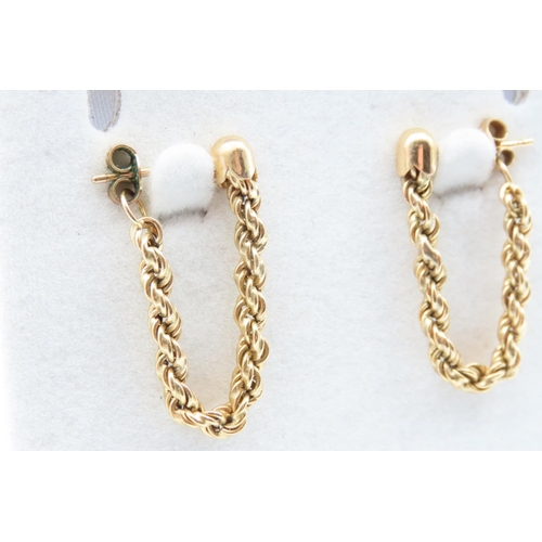 238 - Pair of 9 Carat Yellow Gold Rope Chain Drop Earrings Each 2.5cm High