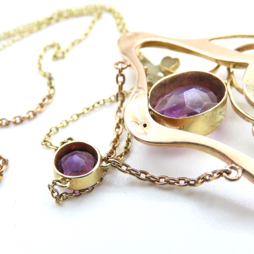 239 - Amethyst and Pearl Set Ladies Necklace Mounted in 15 Carat Yellow Gold Further Set on 15 Carat Yello... 