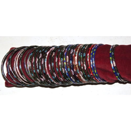 248 - Large Collection of Cloisonne Decorated Ladies Bangles Quantity as Photographed