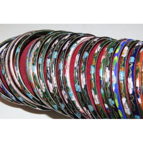 248 - Large Collection of Cloisonne Decorated Ladies Bangles Quantity as Photographed