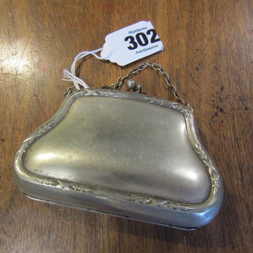 302 - Silver Ladies Evening Purse with Carry Chain