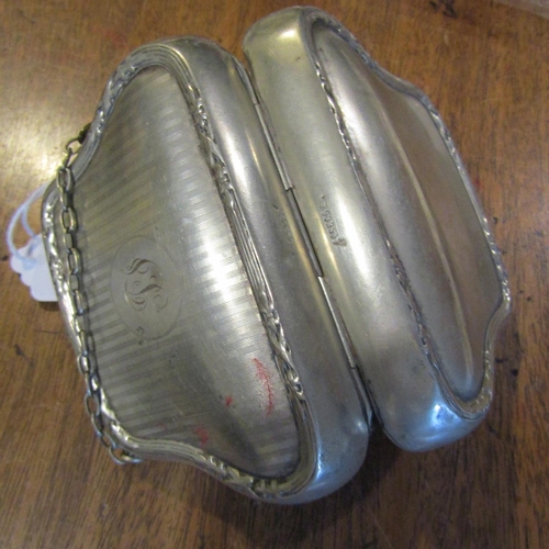 302 - Silver Ladies Evening Purse with Carry Chain
