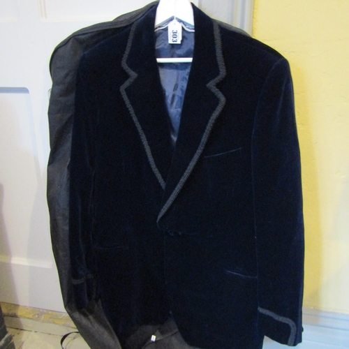 303 - Gentleman's Dark Navy Velvet Smoking Jacket Good Original Condition Medium Size by Harrods