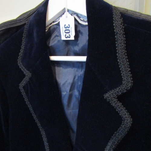 303 - Gentleman's Dark Navy Velvet Smoking Jacket Good Original Condition Medium Size by Harrods
