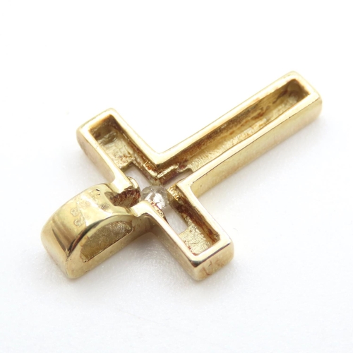313 - Diamond Set 9 Carat Yellow Gold Cross Pendant 2cm High As New Unworn