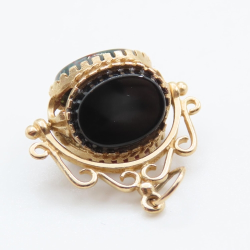 315 - Bloodstone, Onyx and Carnelian Mounted in 9 Carat Yellow Gold Fob Pendant 2cm High As New Unworn