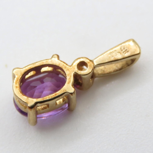 317 - Amethyst and Diamond Pendant Set in 9 Carat Yellow Gold 1.5cm High As New Unworn