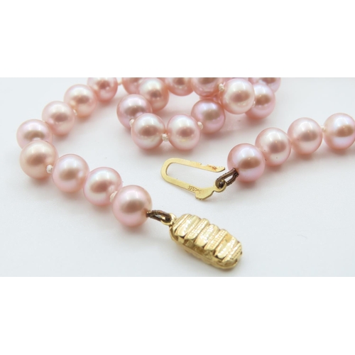 325 - Ladies Pearl Necklace with 9 Carat Yellow Gold Clasp 42cm Long As New Unworn