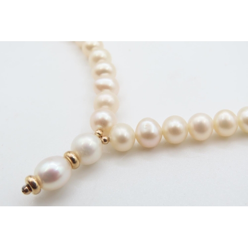 327 - Ladies Pearl Necklace with 9 Carat Yellow Gold Clasp 42cm Long As New Unworn