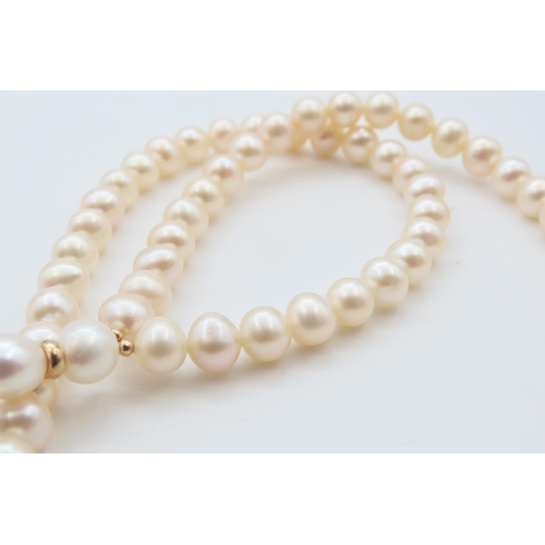 327 - Ladies Pearl Necklace with 9 Carat Yellow Gold Clasp 42cm Long As New Unworn