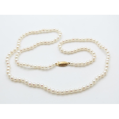 329 - Ladies Pearl Necklace with 9 Carat Yellow Gold Clasp 60cm Long As New Unworn