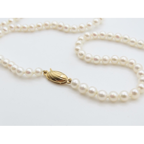329 - Ladies Pearl Necklace with 9 Carat Yellow Gold Clasp 60cm Long As New Unworn