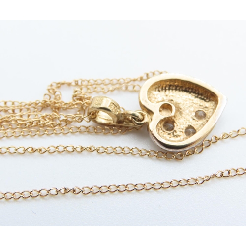 332 - Gemset 9 Carat Yellow and White Gold Heart Motif Pendant 2cm High Set on 9Carat Chain 46cm Long As N... 