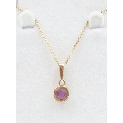 334 - Bezel Set Amethyst Pendant Mounted in 9 Carat Yellow Gold Further Set on 9 Carat Yellow Gold Chain 4... 