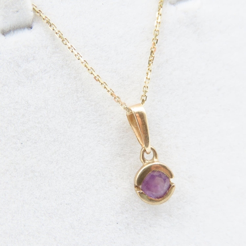 334 - Bezel Set Amethyst Pendant Mounted in 9 Carat Yellow Gold Further Set on 9 Carat Yellow Gold Chain 4... 