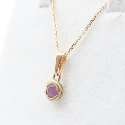 334 - Bezel Set Amethyst Pendant Mounted in 9 Carat Yellow Gold Further Set on 9 Carat Yellow Gold Chain 4... 
