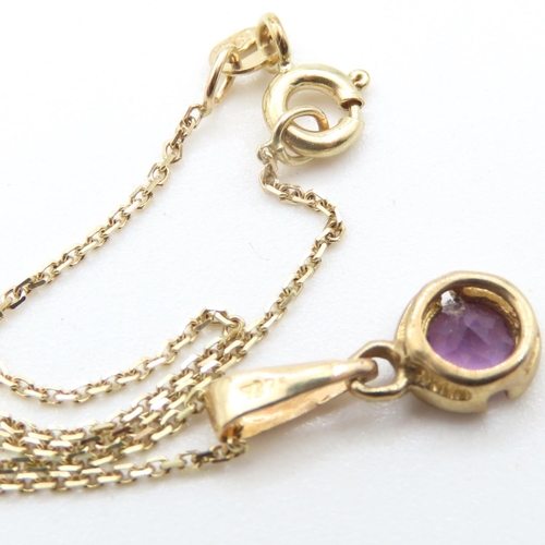 334 - Bezel Set Amethyst Pendant Mounted in 9 Carat Yellow Gold Further Set on 9 Carat Yellow Gold Chain 4... 