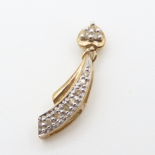 335 - Diamond Set 9 Carat Yellow Gold Pendant 2cm High As New Unworn